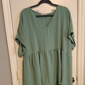 Chic Soul Sage Green V-Neck Peplum Blouse